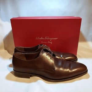 Ferragamo Mens Brown Derby Dress Shoes 10D